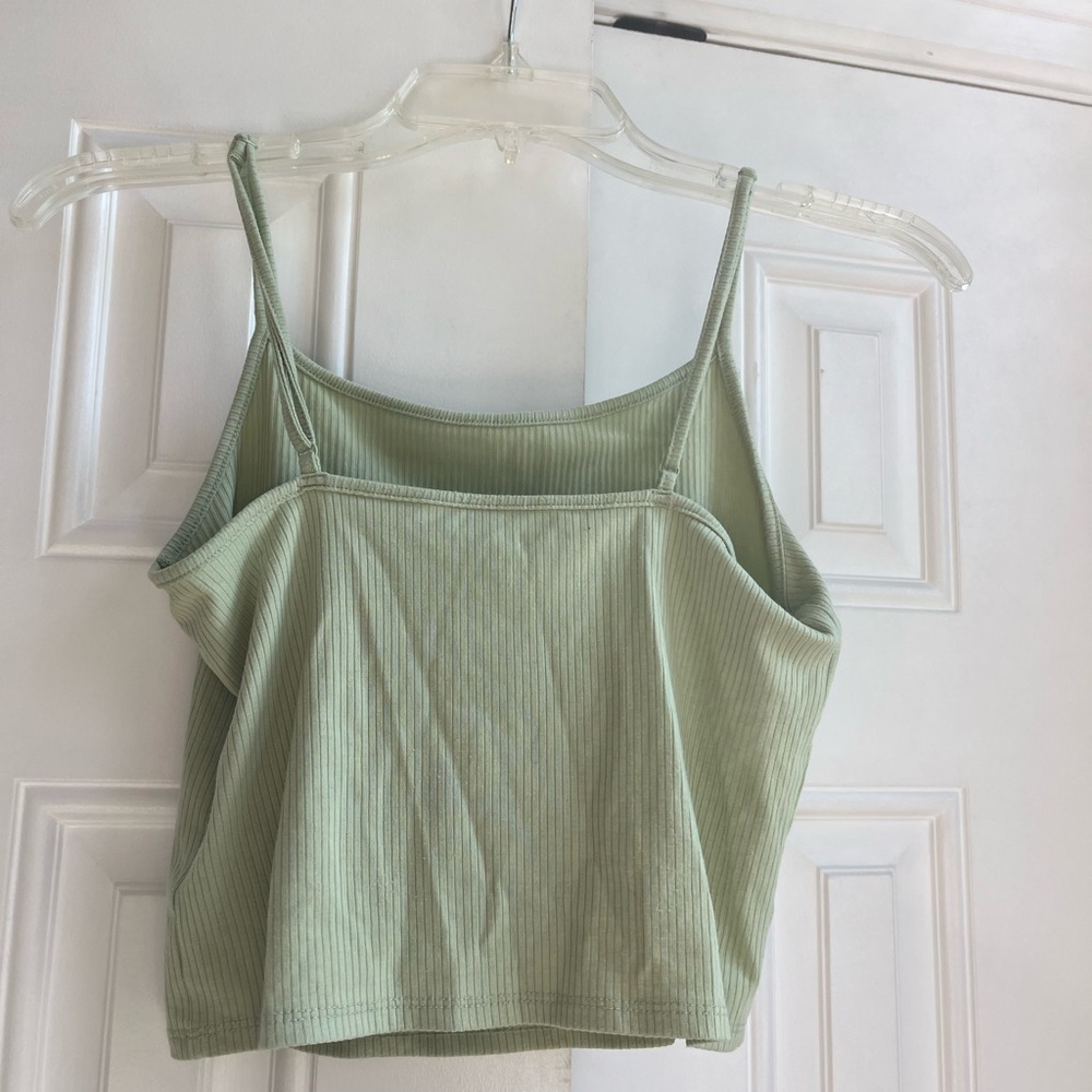 Green Ribbed Women's Top - Picture 2 of 2